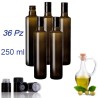 36 bottiglie per olio da 250 ml completi di tappo anti frode