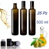 25 bottiglie per olio da 500 ml complete di tappi guala anti frode