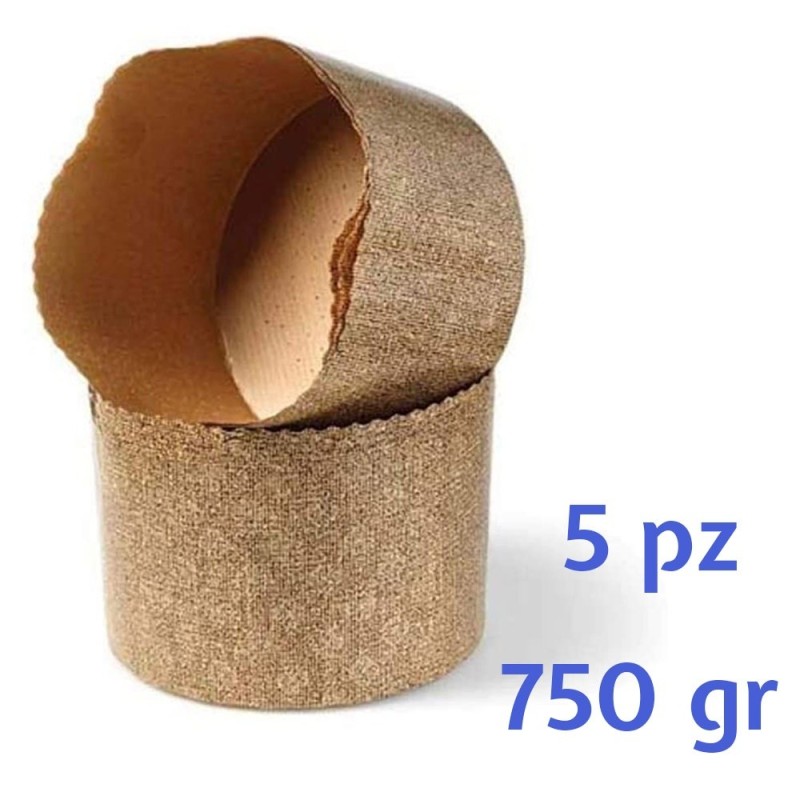 set 5 stampi per cottura panettone in carta da 750 gr