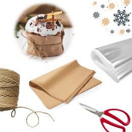 Kit decorazione per panettone natalizio carta e canapa