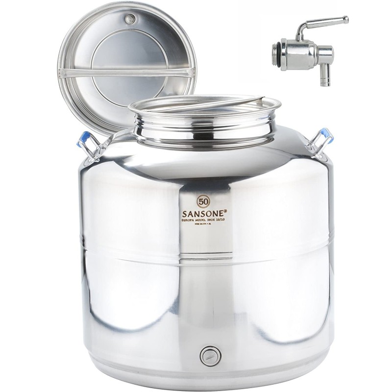 Bidone inox Sansone Europa 50 lt con rubinetto acciaio
