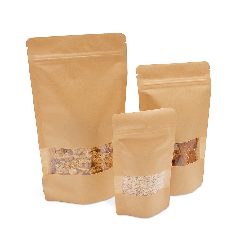Sacchetto in carta con finestra e zip cm 18x26+4 - 2 Pz