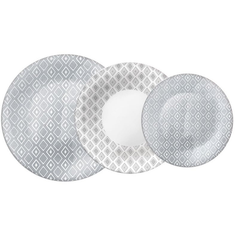 Servizio piatti Folk colore grigio da tavola Bormioli rocco
