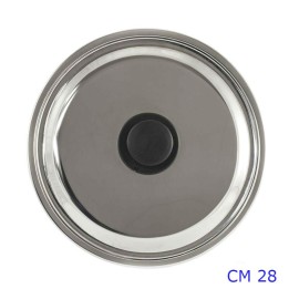 COPERCHIO INOX CM 28 CON POMELLO PLASTICA