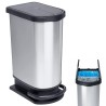 Pattumiera doppia con pedale Paso due 50 lt Rotho - Argento