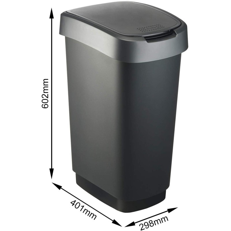 Dimensioni secchio pattumiera Rotho Twist basculante 50 lt