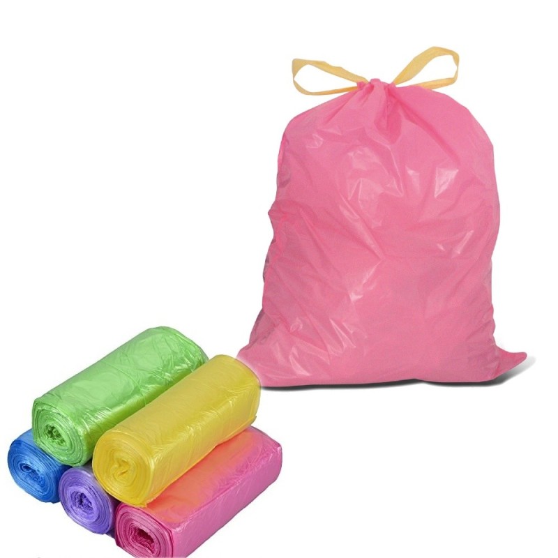 Rotolo sacchetti per rifiuti 55x65 con legacci manici