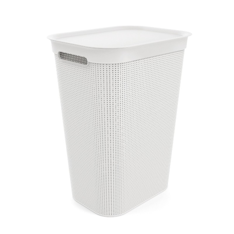 Cestone porta biancheria con coperchio Rotho Brisen 50 lt Bianco