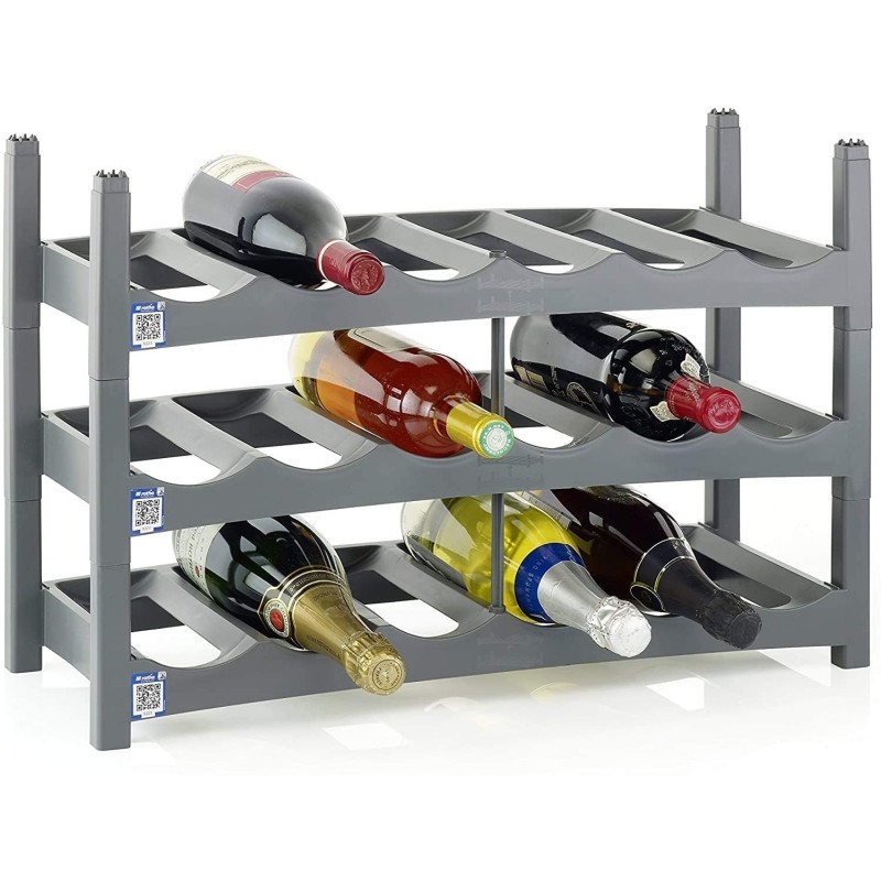 Scaffale per bottiglie in plastica colore grigio