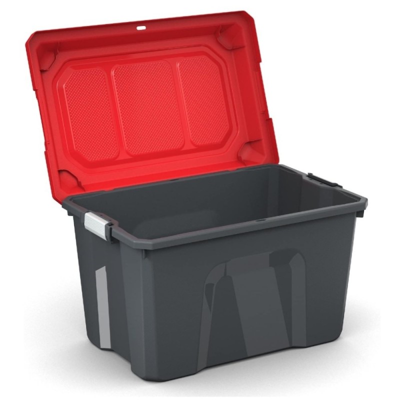 Baule porta attrezzi garage Locker Rotho rossa nera 60 lt