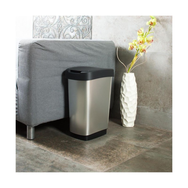 Pattumiera con coperchio basculante 25 lt TWIST ARGENTO