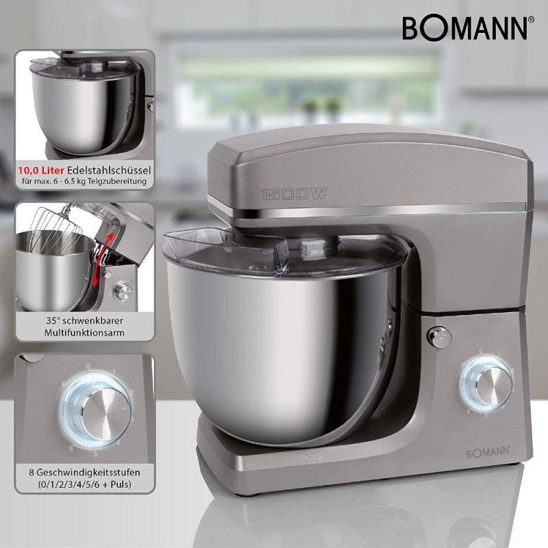 Impastatrice planetaria KM6036CB XXXL 10lt 1500W titan - Bomann