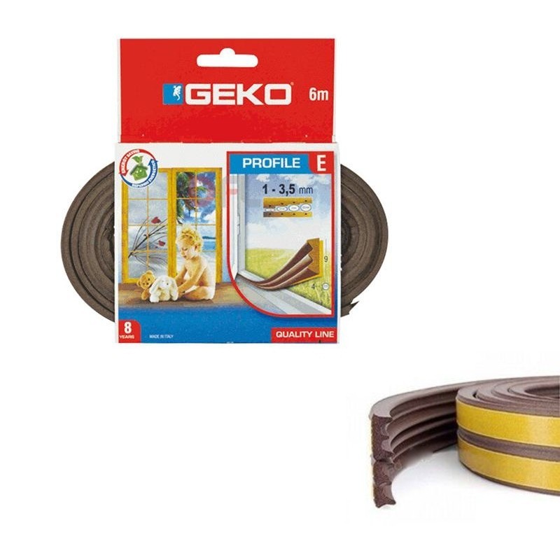 GUARNIZIONE PORTE E FINISTRE IN GOMMA E 1-3 mm 6 MT MARRONE