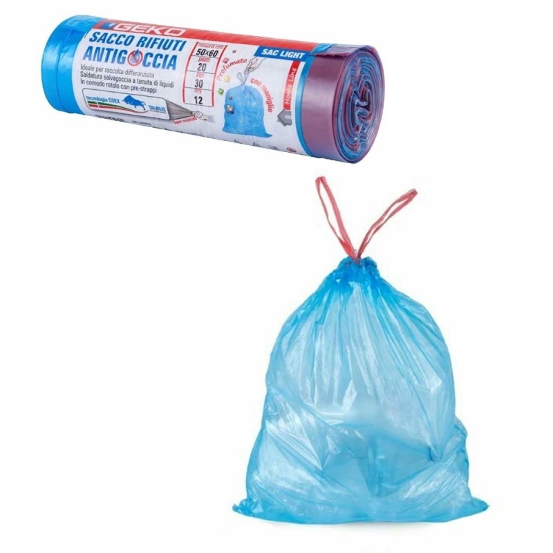 SACCHETTI BUSTE SPAZZATURA PROFUMATI CM 50X60 CON MANICI 20 PZ BLU