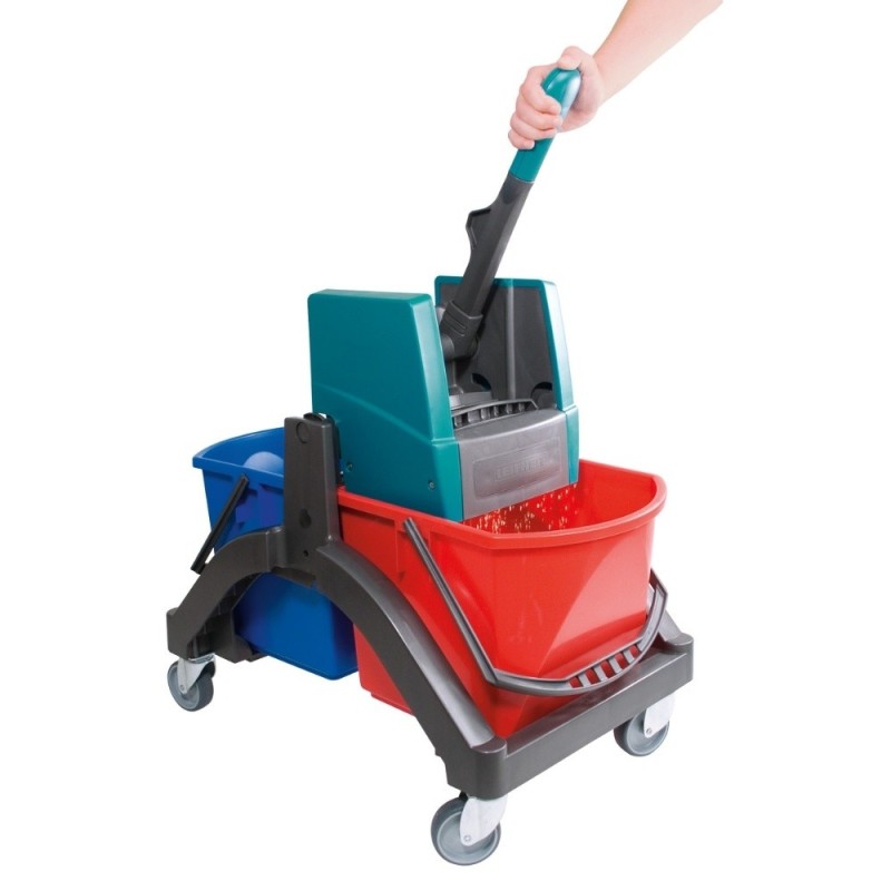 Carrello con strizza mop e due secchi Leifheit Duo