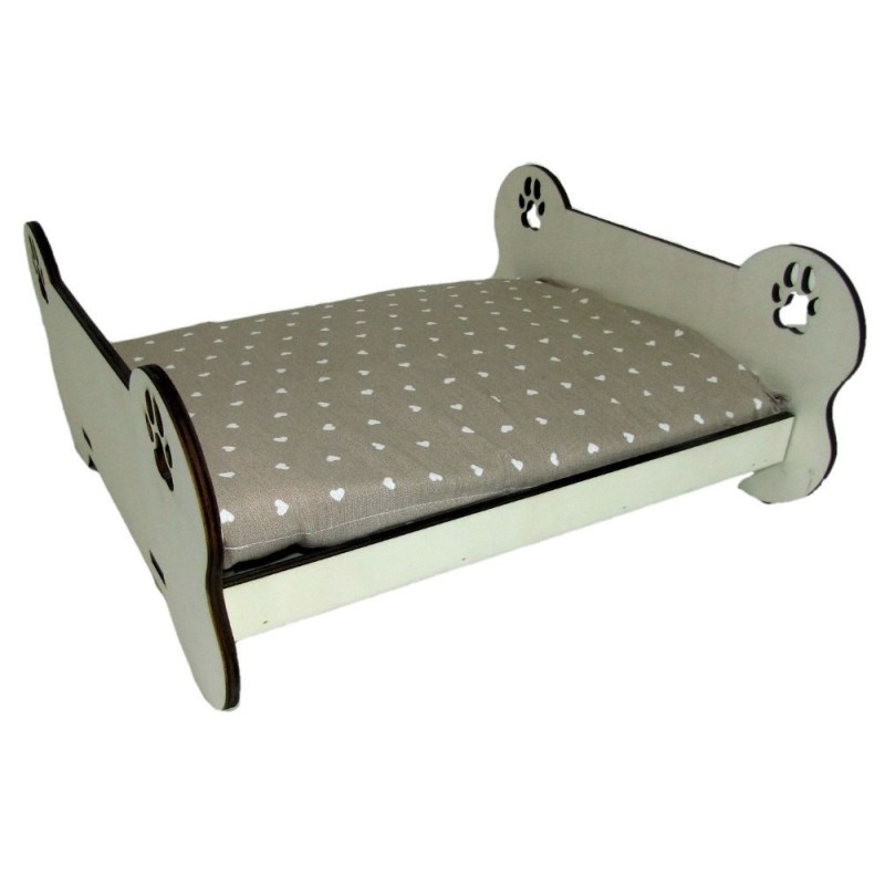 CUCCIA LETTINO IN LEGNO CON CUSCINO PER CANE CM 45x44