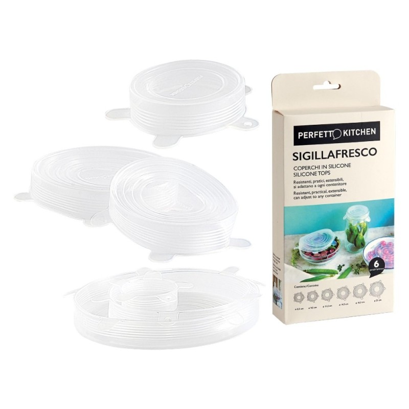 COPERCHI IN SILICONE SIGILLAFRESCO 6 Pz MISURE ASSORTITE