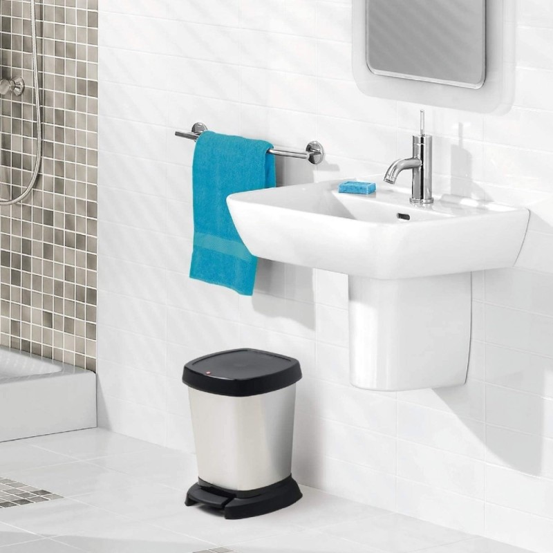 Pattumiera per bagno Paso Rotho da 6 lt colore silver