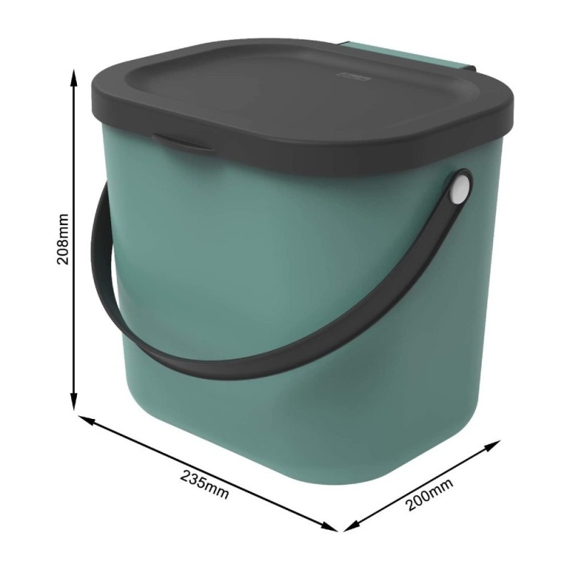 Dimensioni secchio pattumiera Albula 6 lt Rotho Verde