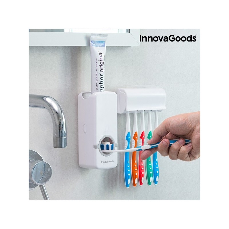 DISPENSER AUTOMATICO DI DENTIFRICIO CON PORTASPAZZOLINO A PARETE