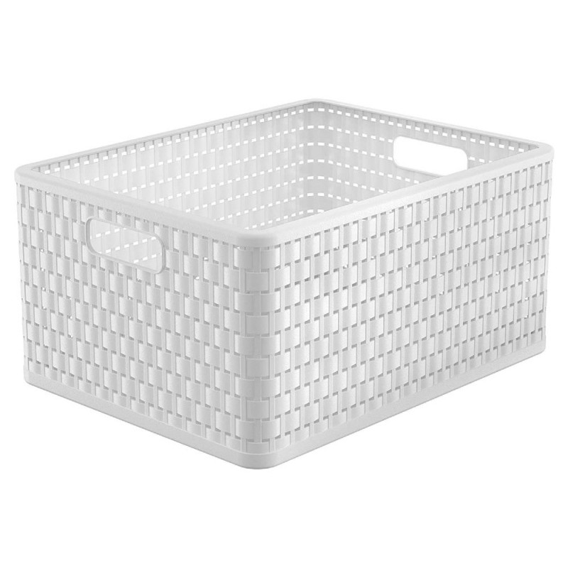 Cassetta portaoggetti rettangolare rattan bianca Country 28 lt Rotho