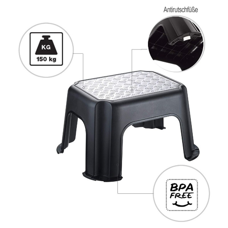 Sgabello in plastica PASO con superfichie in aluminio