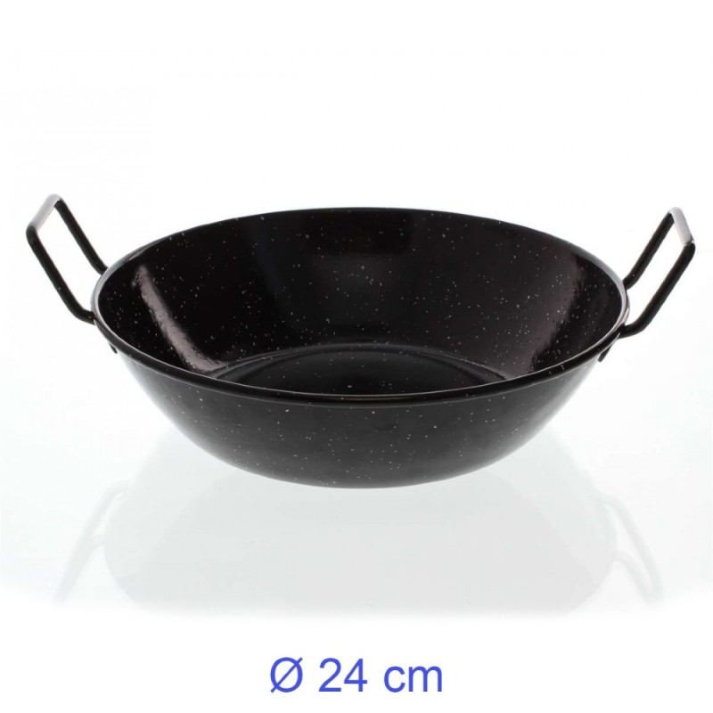 TEGAME FERRO SMALTATO 24 CM NERO 2 MANICI