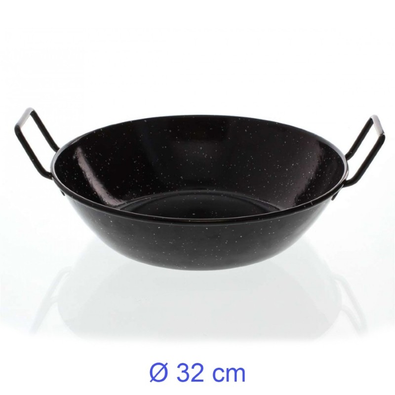 TEGAME FERRO SMALTATO 32 CM NERO 2 MANICI