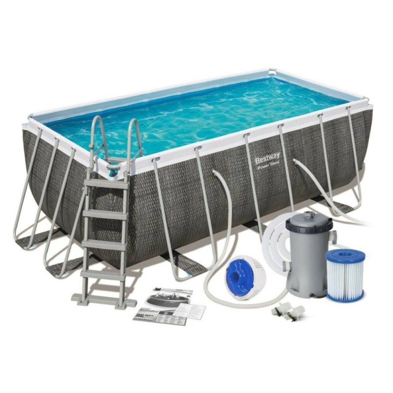Bestway 56722 piscina rettangolare con tubolare ferro cm 412x201