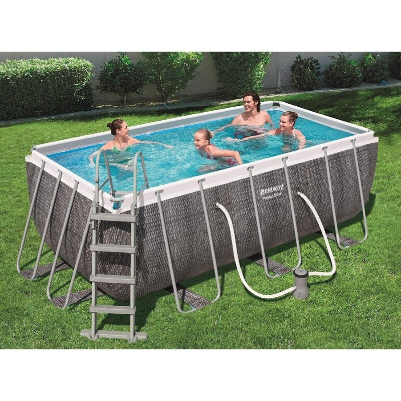 Piscina rettangolare completa di pompa e scaletta Powe Steel Bestway