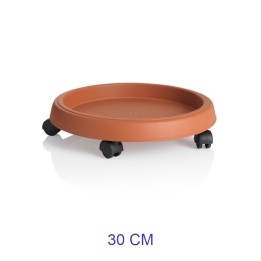 Sottovaso rotondo Bama con 4 ruote da 30 cm colore marrone