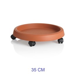 Sottovaso rotondo Bama con 5 ruote da 35 cm colore marrone