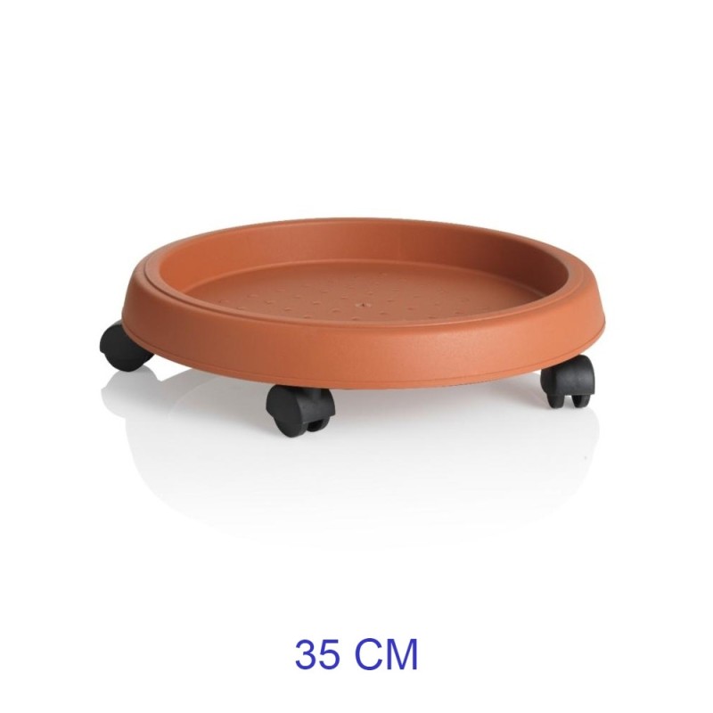 Sottovaso rotondo Bama con 5 ruote da 35 cm colore marrone
