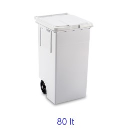 BIDONE PATTUMIERA MAX Lt  80 CON RUOTE - BIANCO