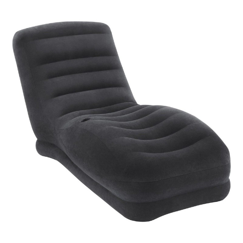 POLTRONA LOUNGE GONFIABILE FLOCCATA NERA CM 86x170x94