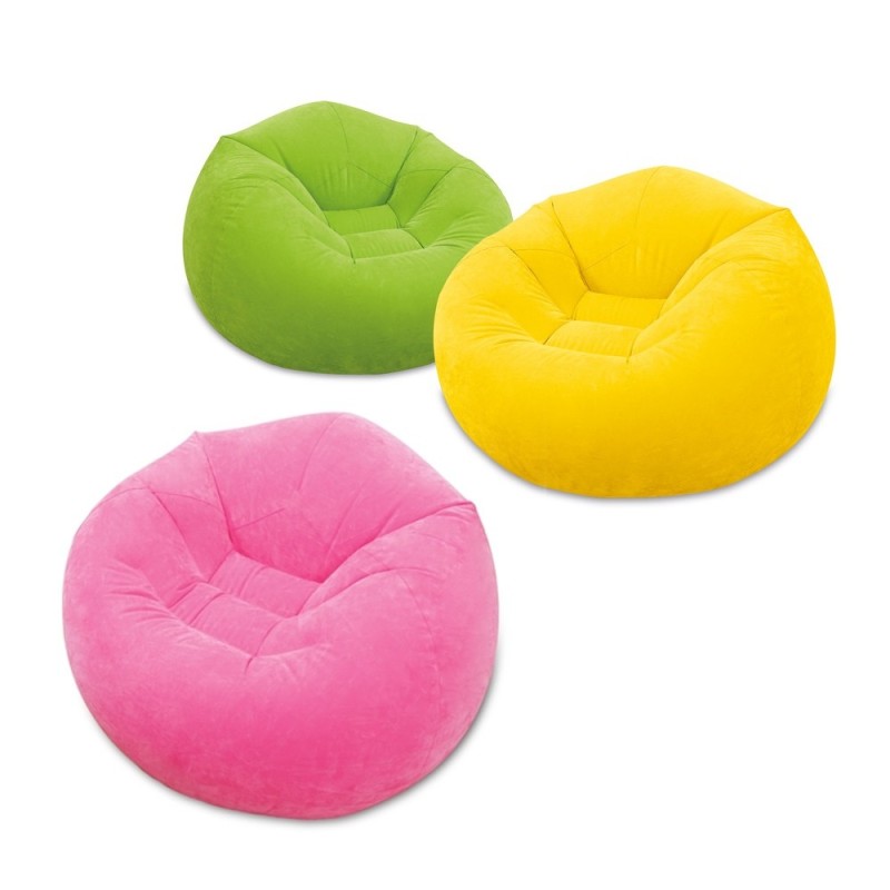 POLTRONA SACCO GONFIABILE FLOCCATA COLORATA CM 107x104x69