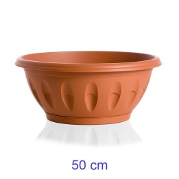 Vaso a ciotola Alba cm 50 con sottovaso - Terracotta