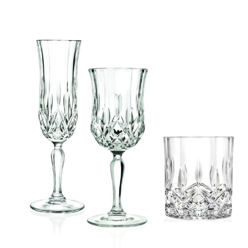 Servizio bicchieri tavola Opera RCR 18 pezzi in vetro trasparente, set elegante per acqua vino e bevande quotidiane