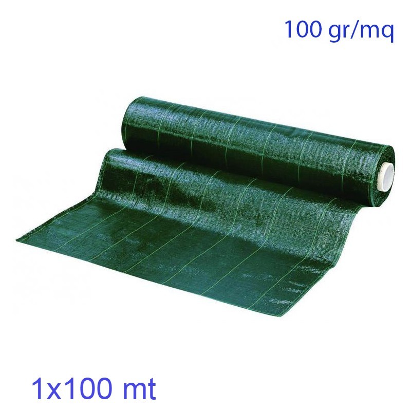 Telo pacciamatura anti erbacce per prati 1x100 mt Verde