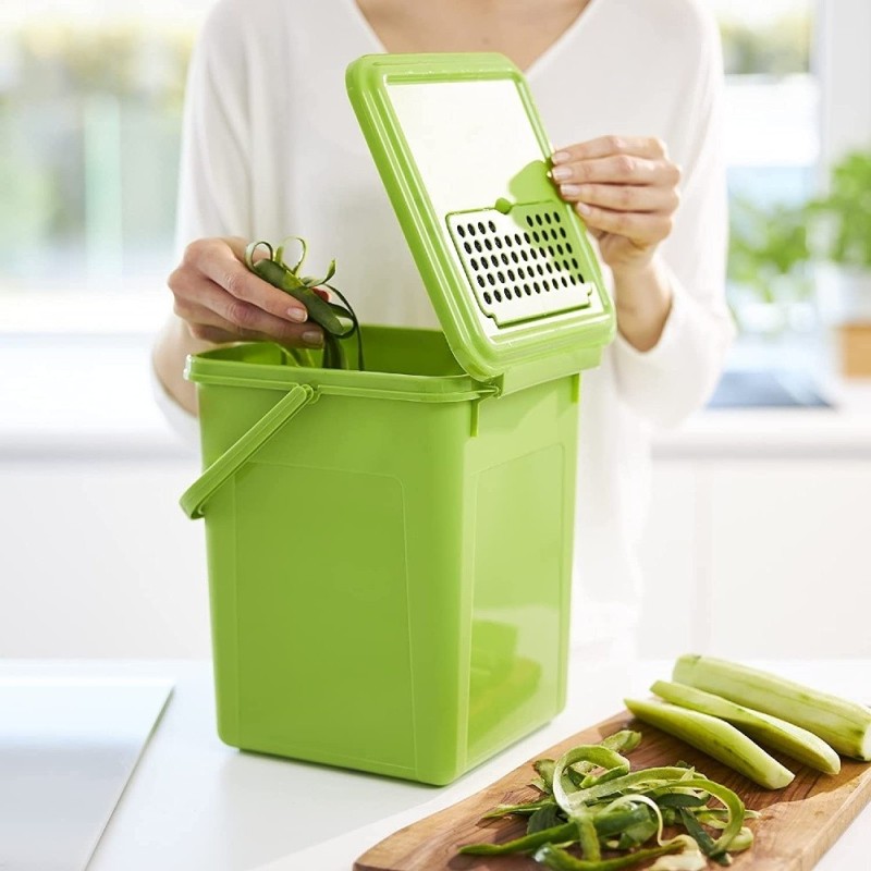 Pattumiera per umido compostabile dotata di filtro anti odore Rotho