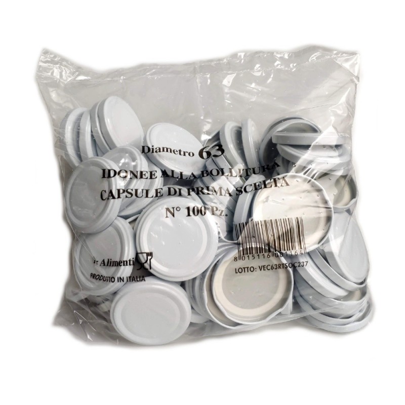 Capsule barattoli vasetti 63 mm bianchi - 100 pz
