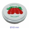 Tappi twist-off Ø 63 mm decorati pomodoro, ideali per conserve fatte in casa – set da 100 pezzi