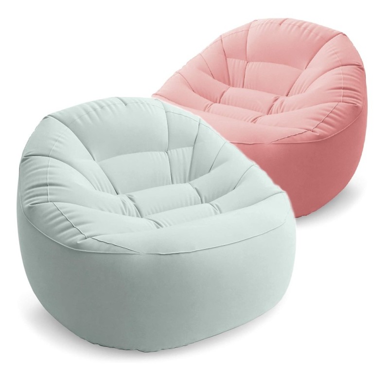 POLTRONA SACCO GONFIABILE FLOCCATA COLORATA CM 112x104x74