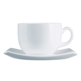 TAZZINE CAFFE' CON PIATTINO QUADRATO 6 PZ BIANCHE