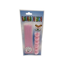 CANDELINE COMPLEANNO LUNGHE CASAMANIA ROSA 6 Pz