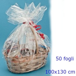 FOGLI IN CELLOPHANE TRASPARENTI CM 100x130 - 50 Pz