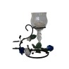 CANDELABRO FERRO/VETRO C/FIORI TESSUTO