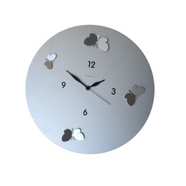 OROLOGIO DA PARETE TONDO MERIDIANA FARFALLE CM 38 ALLUMINIO