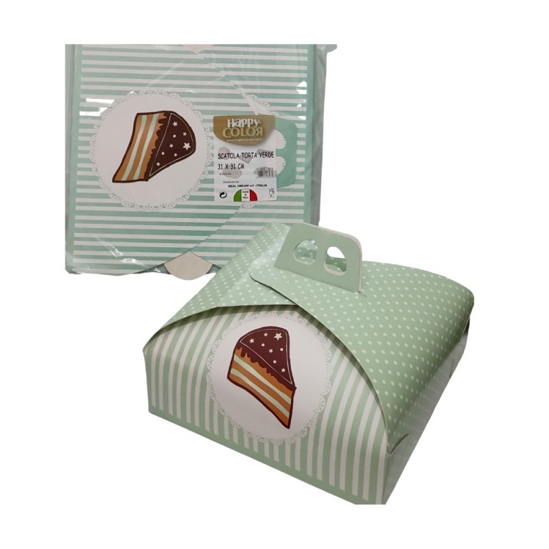 SCATOLA PORTA TORTA CM 25x25 VERDE