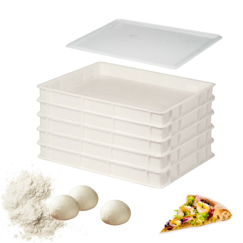Set 5 cassette plastica per lievitazione palline impasto pizza 60x40x7